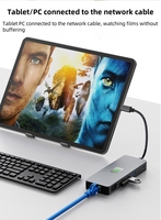 4K 60Hz USB C HUB 3 Displays Adapter 11 in 1 Splitter HUB DP 4K RJ45 VGA Converter 100W Dock for MacBook Pro Air for M2 M1 Hub