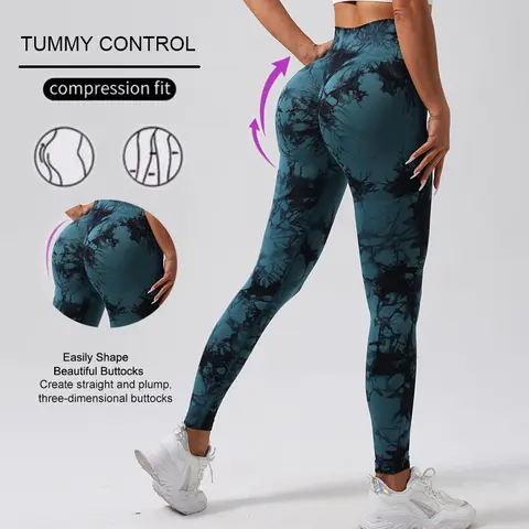 WAREBALL Nya Tie Dye Yogabyxor Gym Leggings Dam Sömlösa Höga Midja Push Up Sport Tights Fitness Workout Leggings 8 best sales Mallas fitness armhävningar - №6