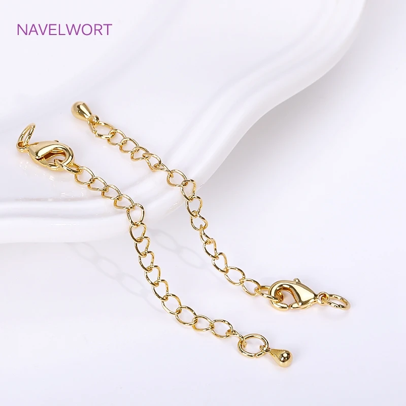 18K Gold Plated 6.6cm Extension Tail Chain With Lobster Clasps For Jewelry Making,DIY Bracelet Necklace Extender Chain Findings