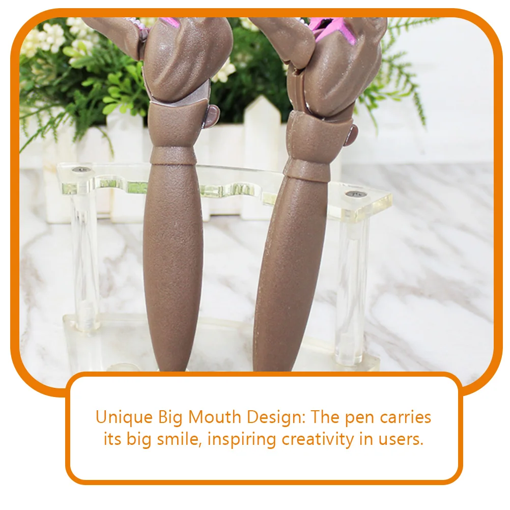 

3 Pcs Dinosaur Pen Writing Pens for Women Plastic Big Mouth Creative Light Brown Funny Short Student