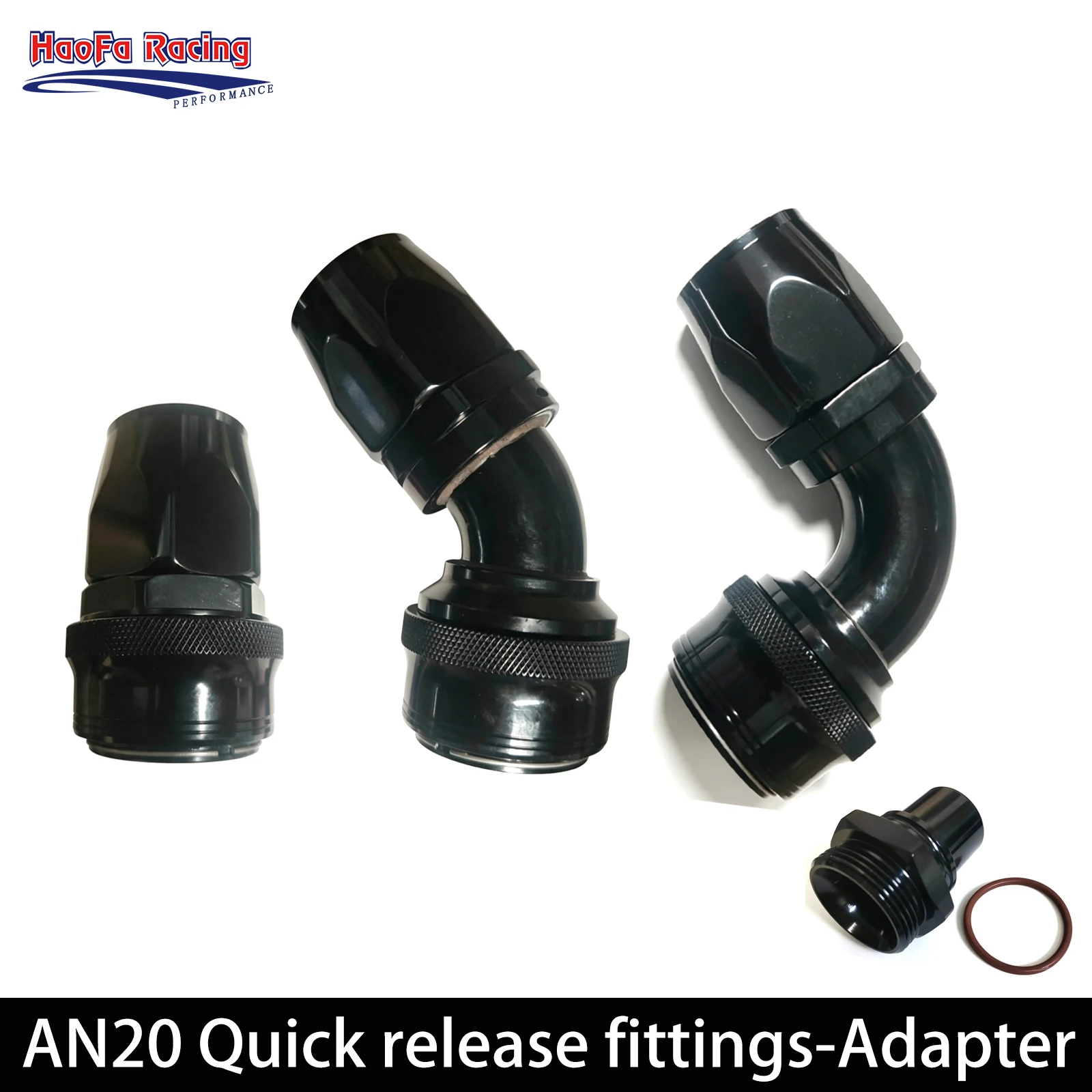 Quick Release Aluminum Swivel Hose Ends Fitting AN20 AN16 0°/45°/90°/180° ORB Male/Female Adapter Connector Black