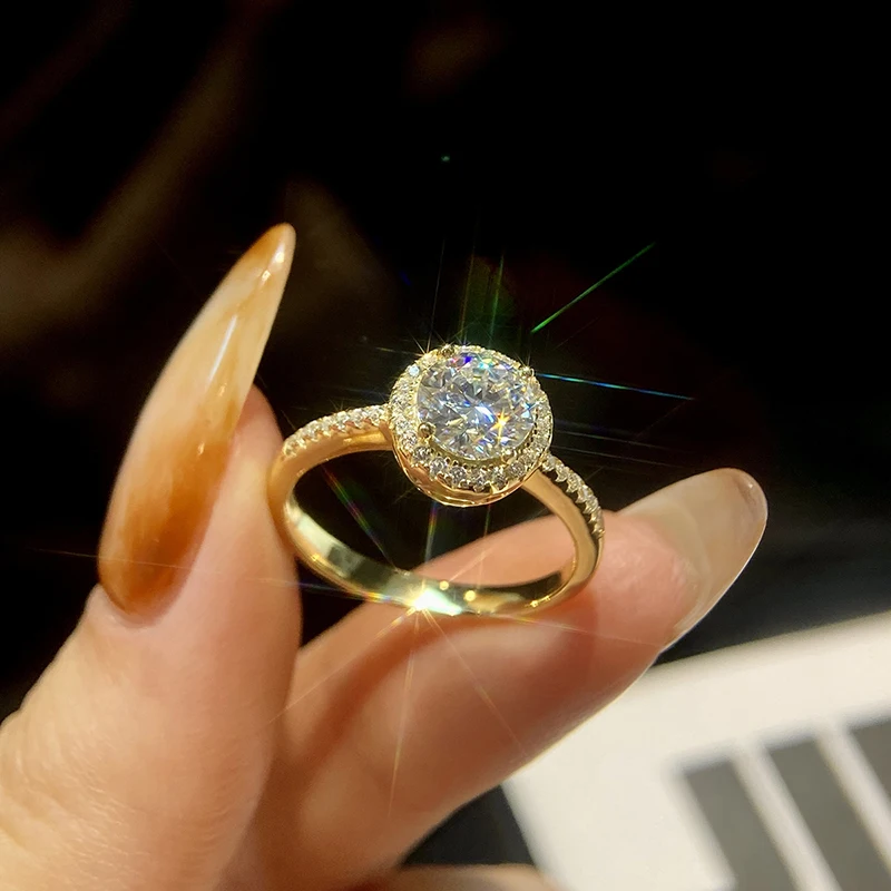 GRA 1 CT Rond Echter Moissanit Diamant Runde Ringe Für Frauen 925 Sterling Silber Hohe Qualität Täglich Tragen Edlen Luxus schmuck – Detail 4