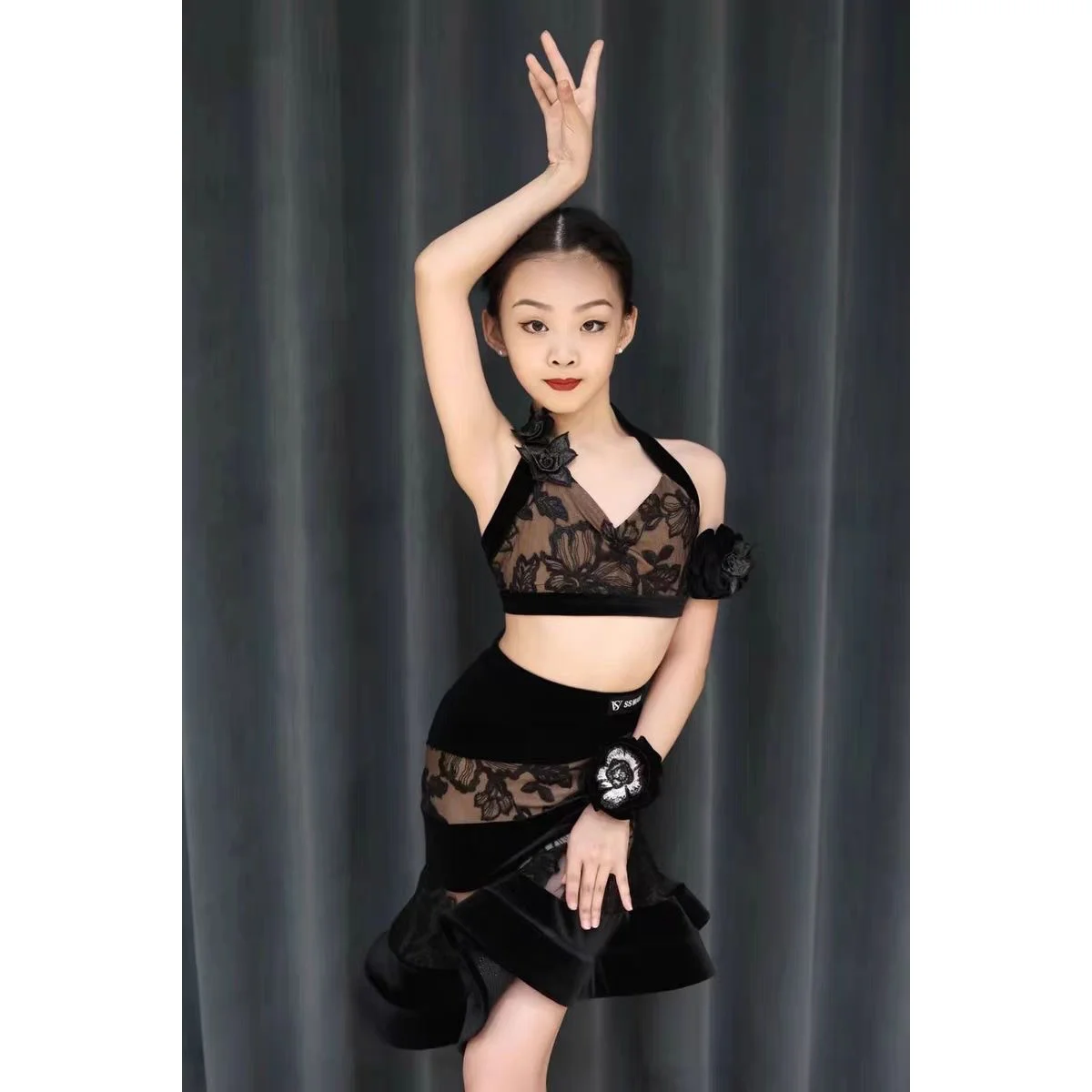 

leopard print line dance costume waltz dance high quality dress new products Dance suit latin dance match dance suit 2025 rose