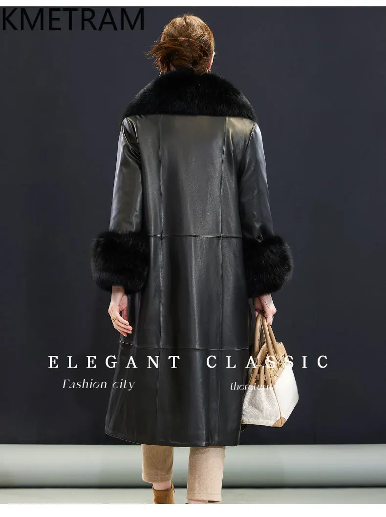 Piumino in vera pelle di pecora Donna Piumini lunghi di lusso Piumini invernali Collo in pelliccia di visone Cappotto allentato Abbigliamento donna 2025 │жа Ramonierz====к