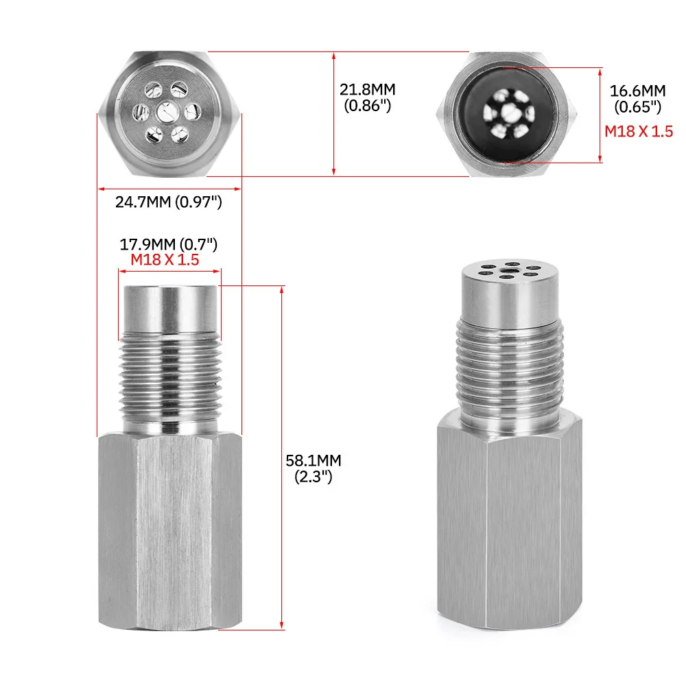 1pcs Universal O2 Sensor Spacer Adapter M18X1.5 Check Engine Light CEL mini catalyst Includes a bag of anti-seize agent