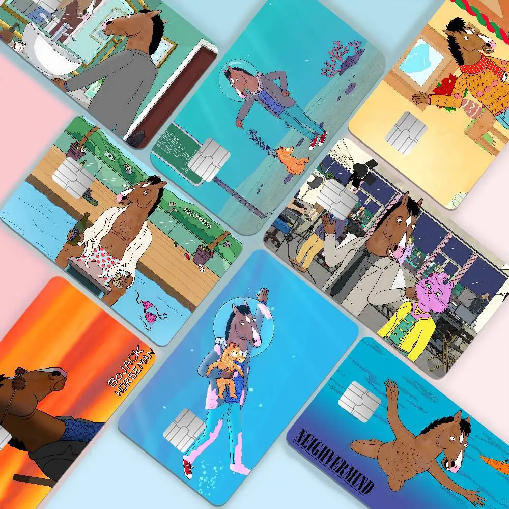 B-BoJack Funny H-Horsemans Anmie Sticker Film Skin Cover for Credit Card Debit Bank Card Front