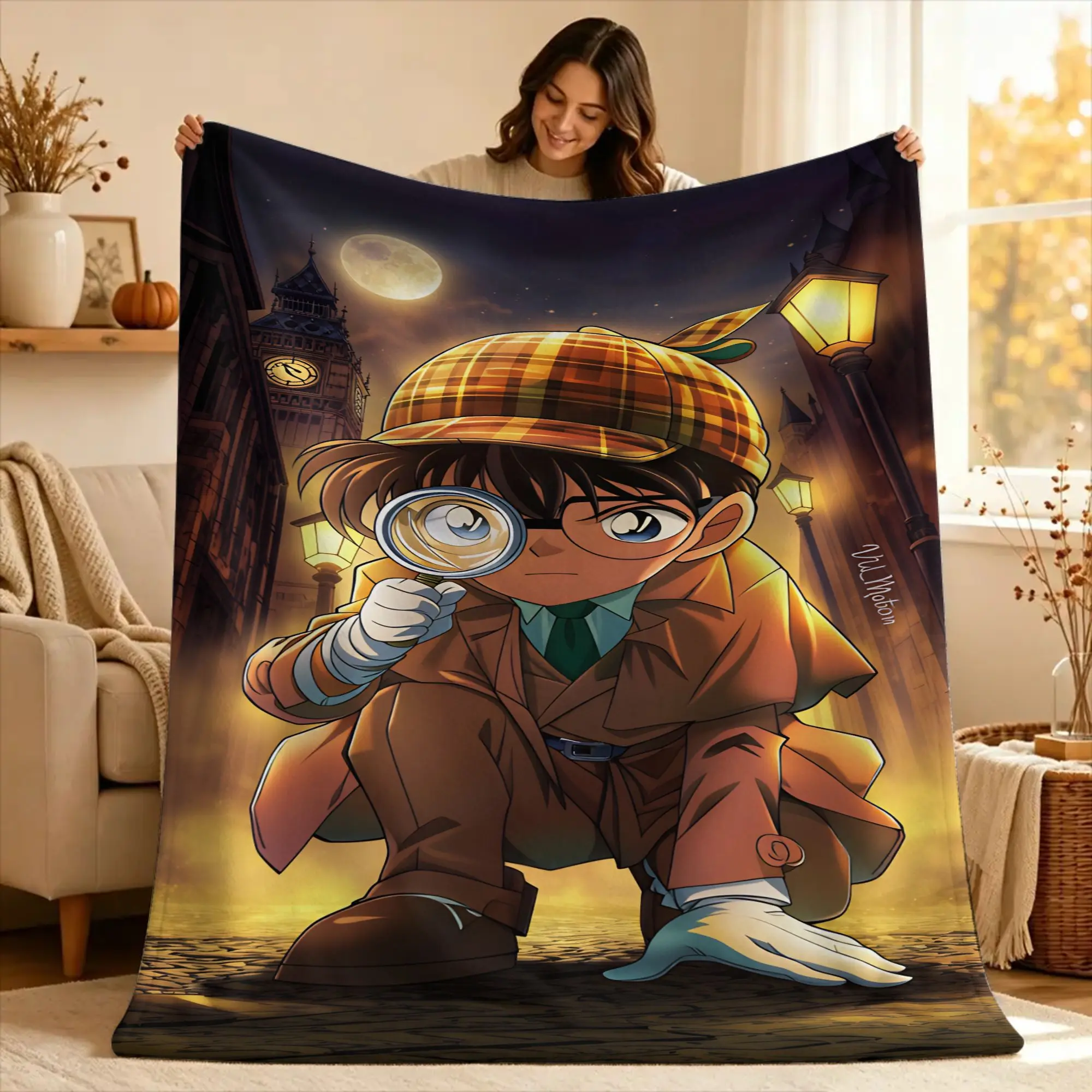D-Detective C-Conan Blanket  Warm Soft Fluffy Plush Throw Blanket For Bedroom Travel Flannel Bedspread Bed Cover