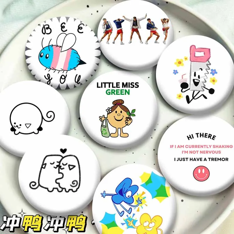Creative Rainbow Bee Dog Mushroom Art Badges Funny Snap-in Enamel Pins Cute Cartoon Brooch for Backpack Accessories Jewelry Gift