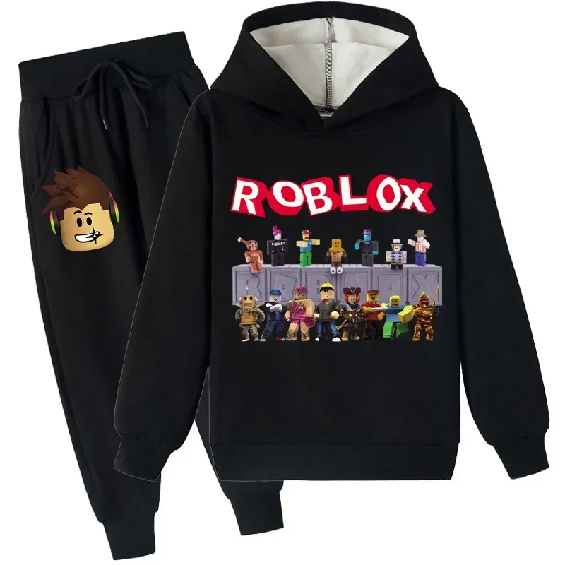 Roblox enfants sweats à capuche vêtements Anime Spr automne garçons sweat à capuche pour fille ensemble enfant Harajuku mode hauts pullover + pantalon costume