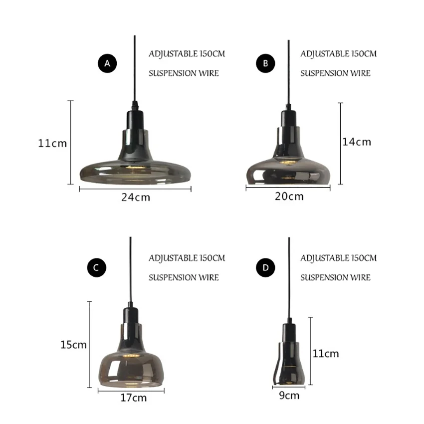 SANDYHA Nordic Smoky Gray szklana lampa wisząca prosty żyrandol do sypialni nocna jadalnia oświetlenie Led do pokoju oświetlenie wiszące armatury