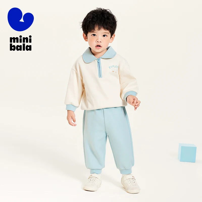 Mini Bala Set Boys and Girls Long Sleeve Set for Sporty Stylish Trendy Children 2024 Autumn New Wear