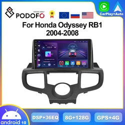 Podofo 8G+128G CarPlay Radio For Honda Odysse RB1 2004-2008 Android Multimedia Player 4G GPS Stereo 2din Head Unit AI Voice DSP