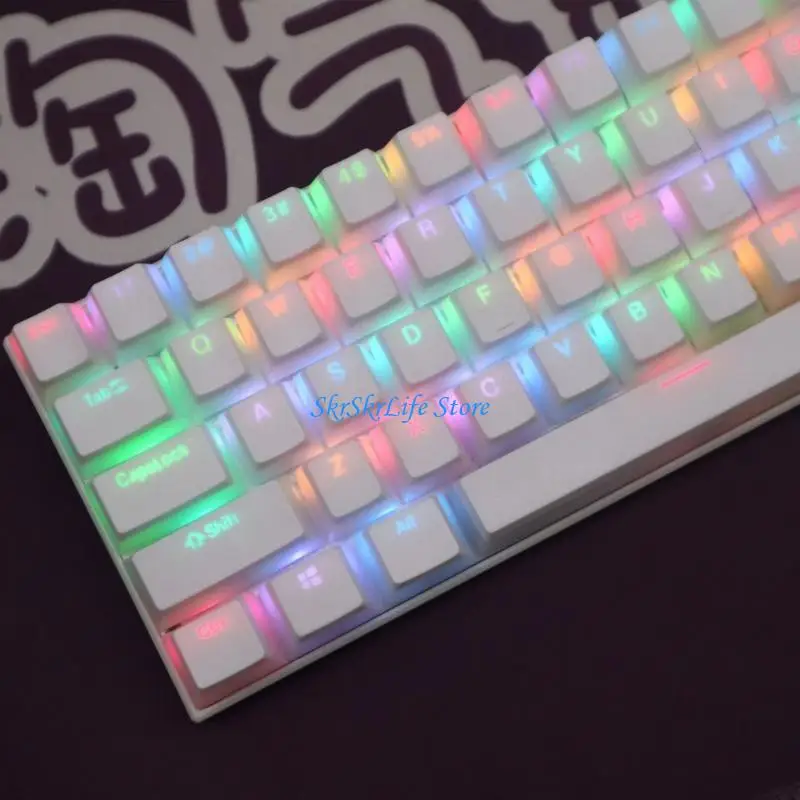 E65E 1Set Double Shot PBT KeyCap 104 Teclas Puding PERFIL TECLAS TRANSPARENTES OEM para teclado mecánico RGB