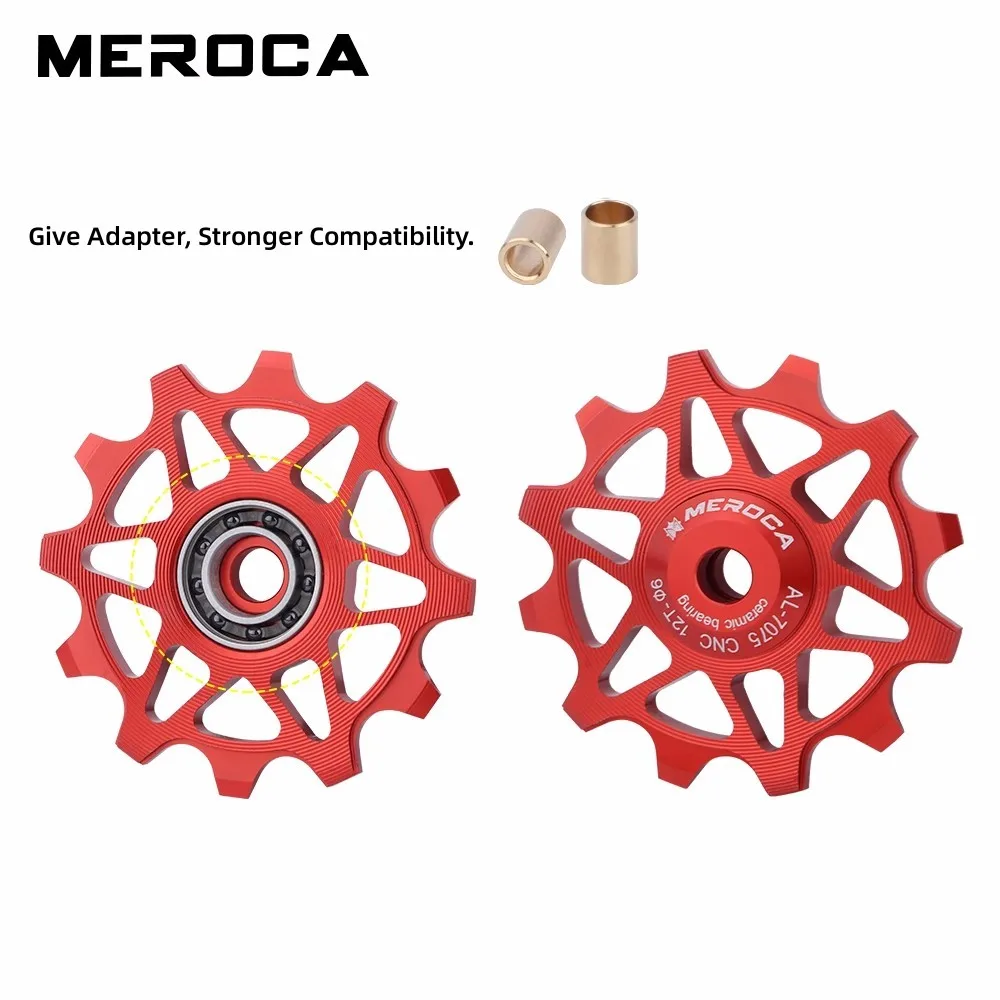 MEROCA Ceramic Pulleys 12/14T Bicycle Derailleur 9v 10v 11v Rear Derailleur Mtb Pulleys Wheel Ceramic Bearing Road Mountain Bike