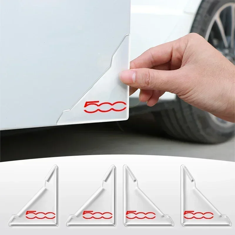 2/4PCS Transparent Car Door Corner Protector Covers Edge Guard Anti-Collision Scratch for Fiat 500 500C 500X 500L Abarth 695