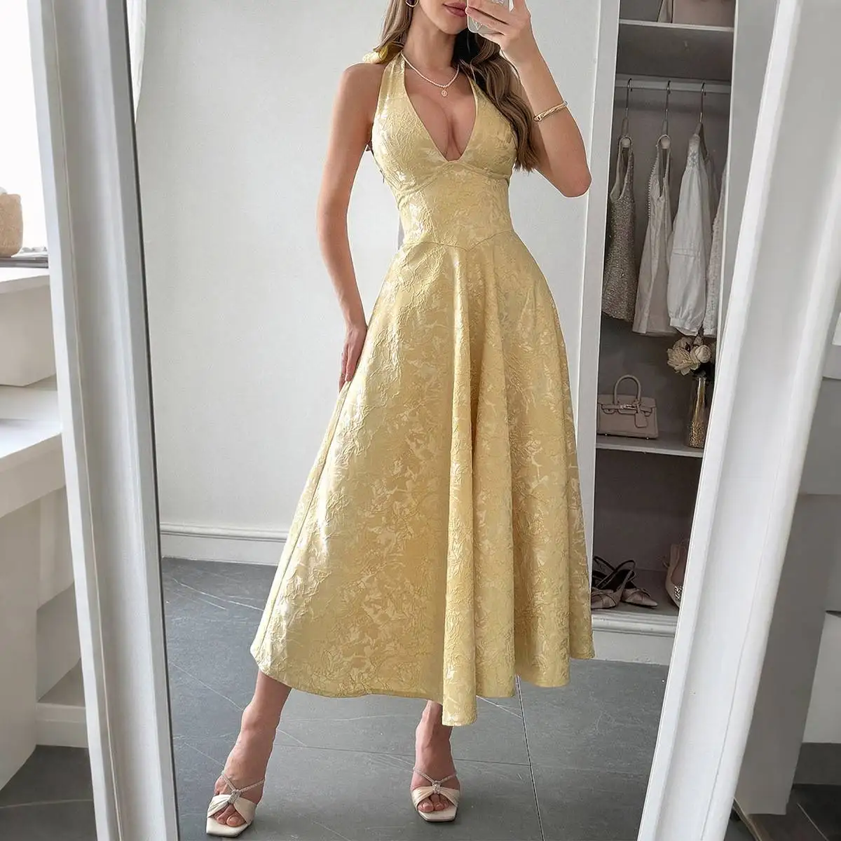 Ele Long Dr Dameskleding Grensoverschrijdende Vaion Sle Ne Hangende taille Cinturing Rok Polyestervezel A-lijn rok