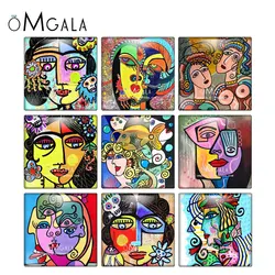 Abstract Colorful Women Art Paintings 10pcs mixed 12mm/20mm/25mm/30mm photo glass cabochon demo flat back Making findings