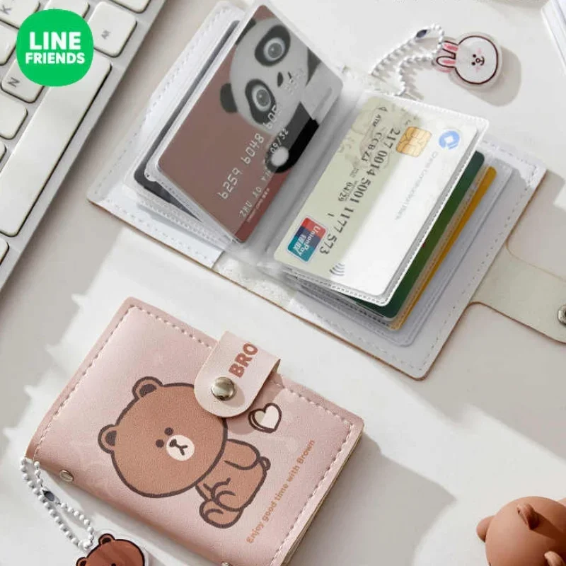 Brown New Large Capacity Driver License Leather Case Anime Kawaii Line Friends Female Multi Card Slot ID Card Change Storage Bag