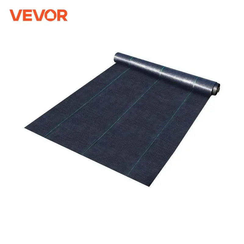 VEVOR Large Weed Barrier Landscape Fabric Garden Woven Ground Cover Mat Weed Control Fabric Membrane Garden Ground Cover Black