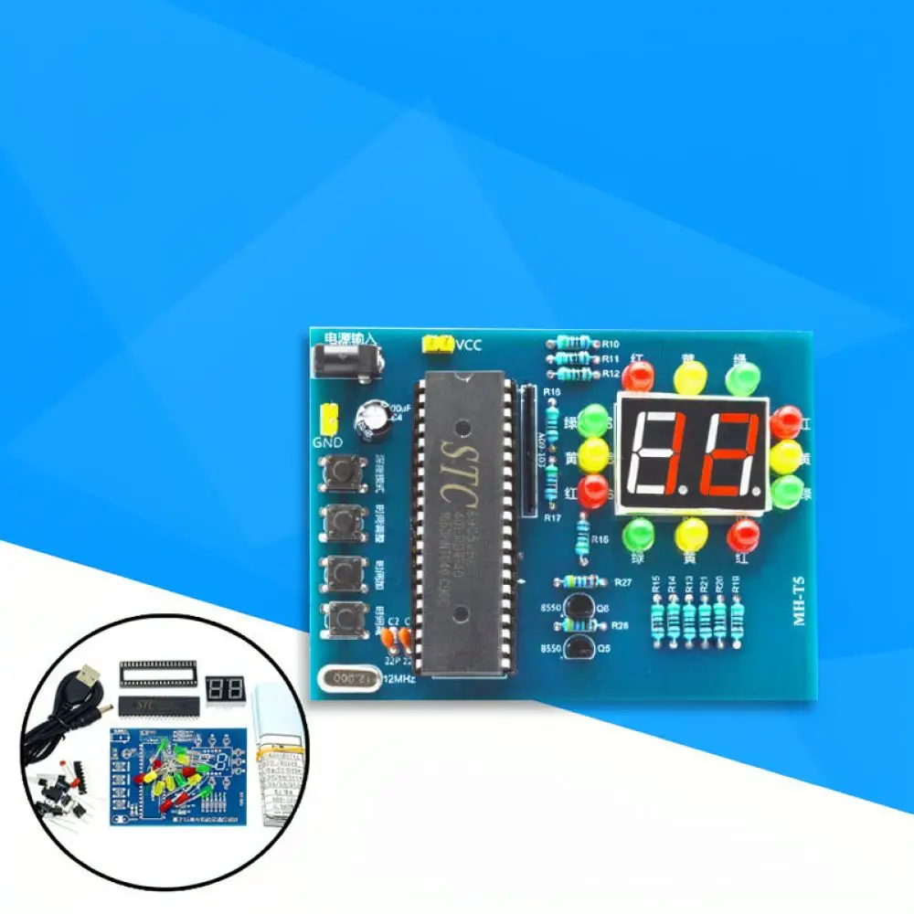 Traffic Light Control DIY Set 51 Microcontroller Electronic Engineering Student Practice Hardware Learning Module