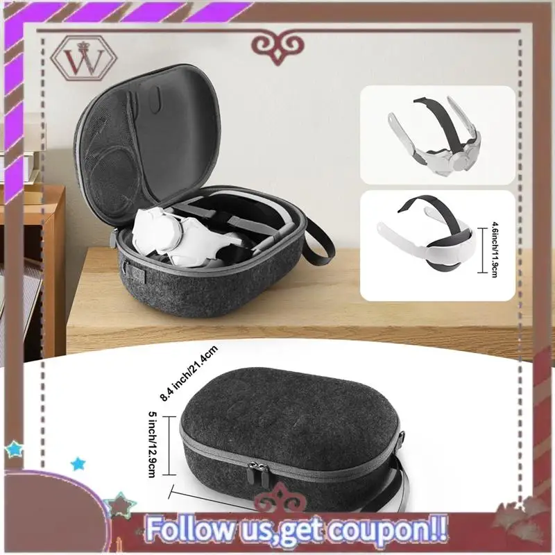 ABBG-EVA حقيبة حمل صلبة لـ Meta Quest 3 حقيبة مضادة للصدمات حافظة واقية مضادة للخدش مع حزام كتف