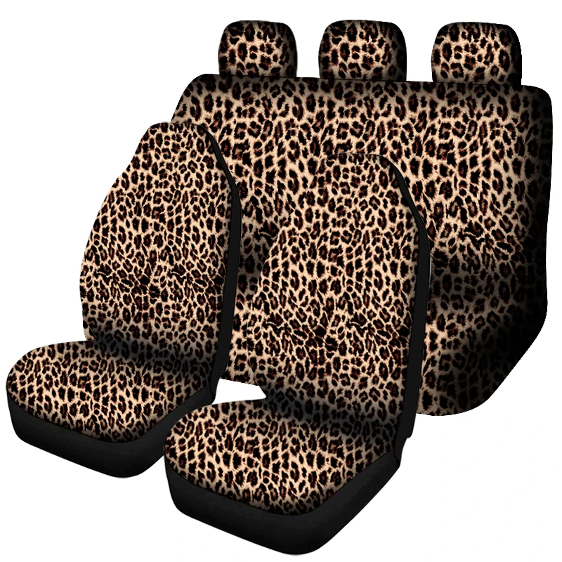 Leopard Animal Print Car Front Seat Covers Set of 4,Wild Cheetah Pattern Vehicle Seat Protector Car Covers for Cars Sedan SUV