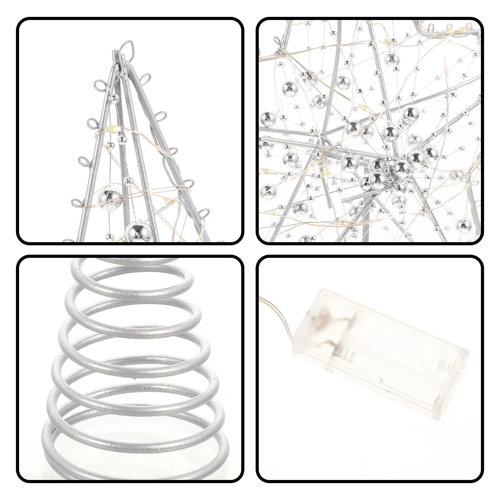 

Xmas Ornaments Tree Top Star Toppers Treetop Decor Light Bead Chain Silver Lighted