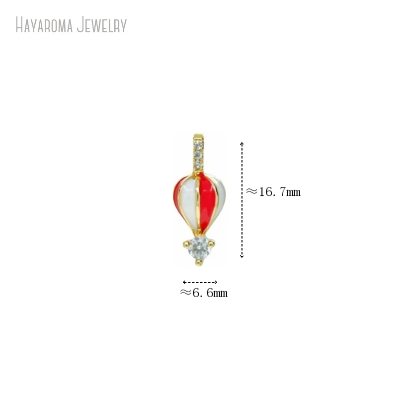 

5Pcs Invisible Setting Metal Cubic Zirconia Wholesale Copper Fire Balloon Enamel Pendant Jewelry Gold Color Charms