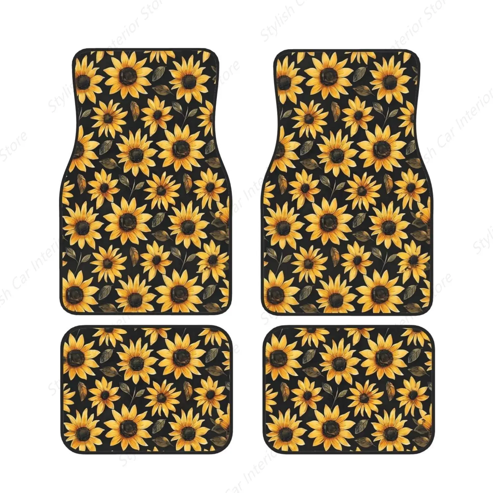 

Подсолнухи с принтом панды, крутые автомобильные коврики с животными, подходящие для автомобилей, внедорожников, грузовиков, передние и задние автомобильные коврики для всех погодов