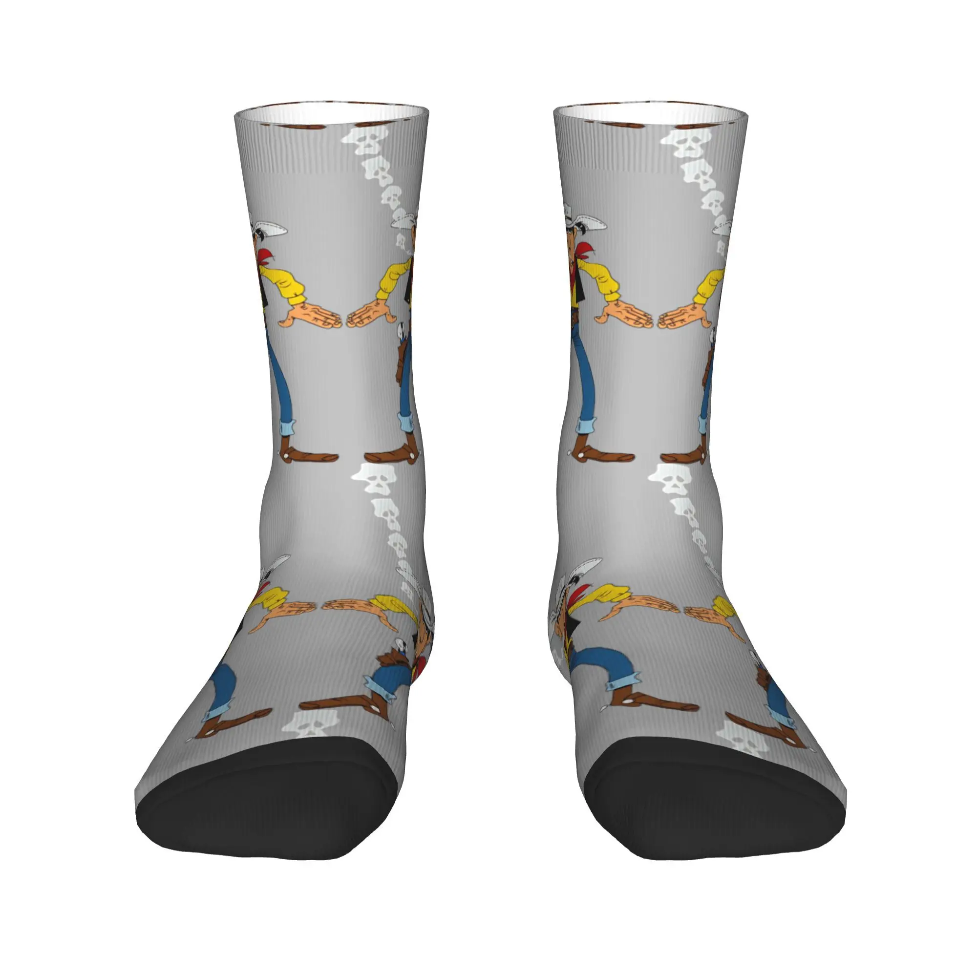 جوارب Lucky Luk جوارب عصرية للرجال جوارب متوسطة ناعمة شتوية لركوب الدراجات جرافيك مضادة للانزلاق هدية