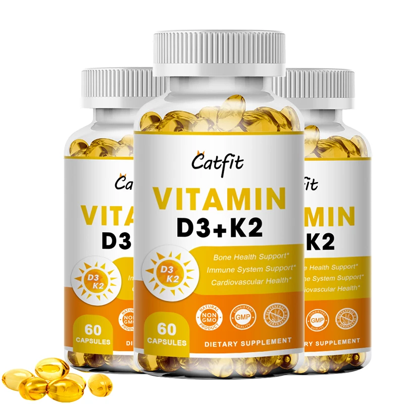 

Premium Vitamin D3+K2 Capsules Vitamin D3 5000 K2 (MK7) For Whole Wellness & Immune Vitamins Supplement