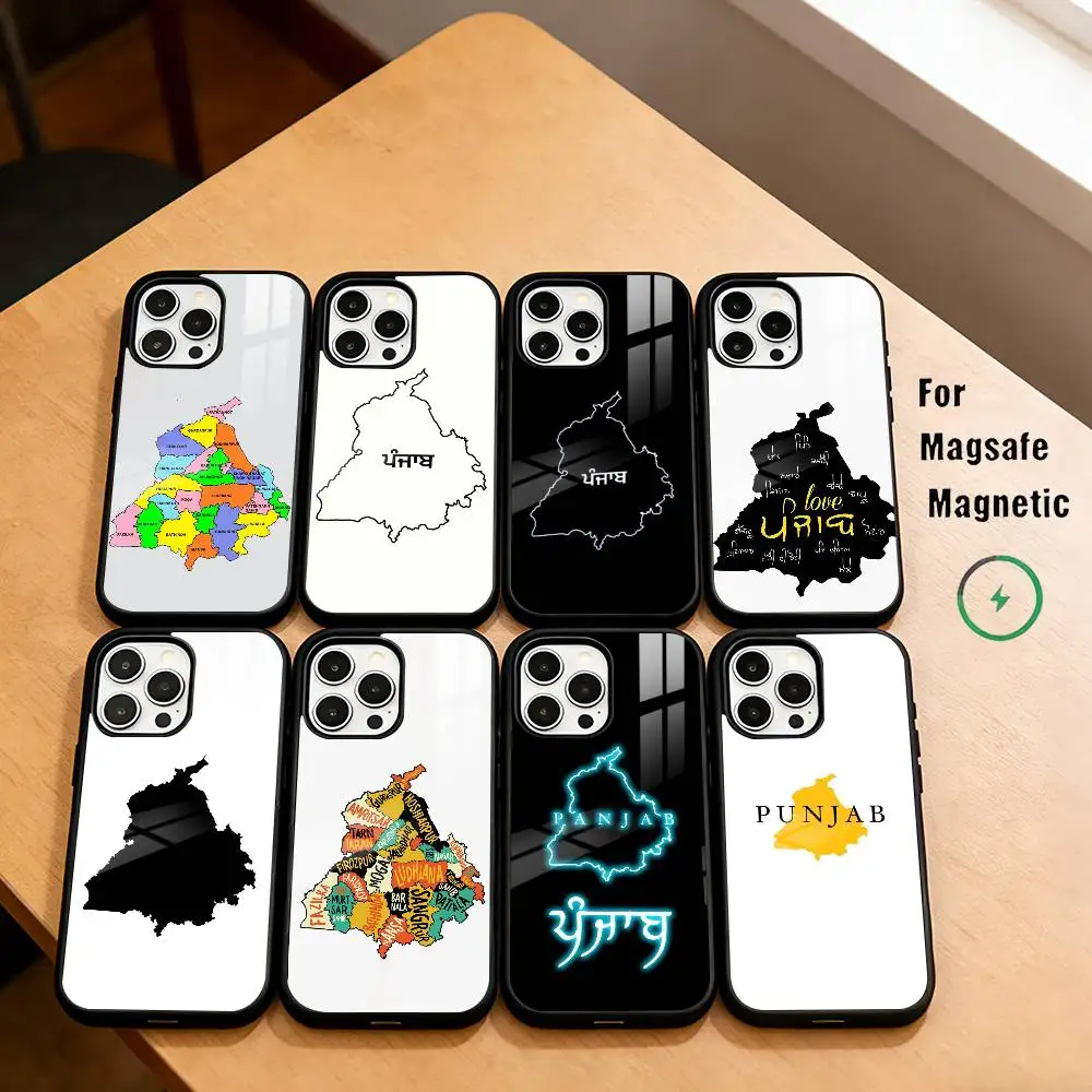

P-Punjab M-Map Phone Case For iPhone17,16,15,14,13,12,11 Plus,Pro Magnetic For Magsafe Wireless Charging