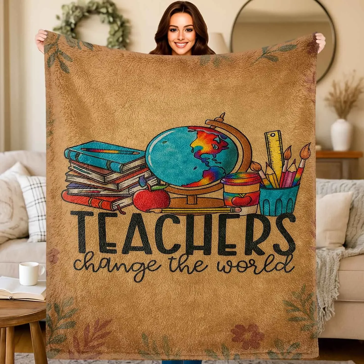 Pattern of the teacher's handwriting Flannel printed blanket suitable for all seasons suitable for living office sofa and travel