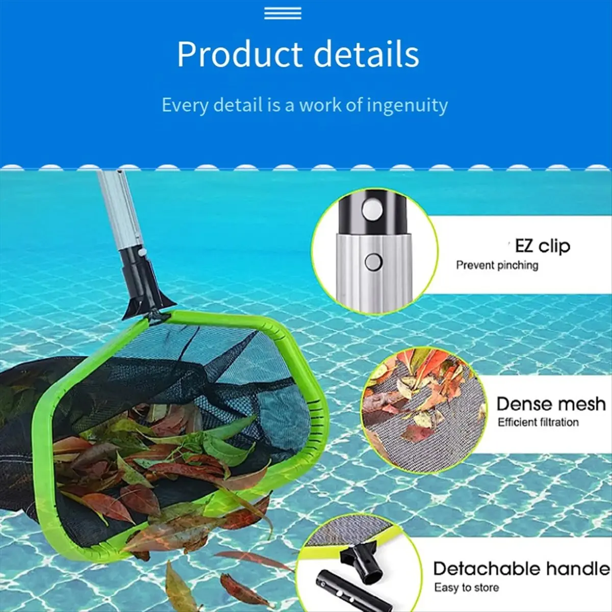 【A30I~】 Upgraded Pool Skimmer Net,Professional Ultra Fine Mesh Pool Leaf Net for Cleaning with Double-Layer Deep Trash Bag