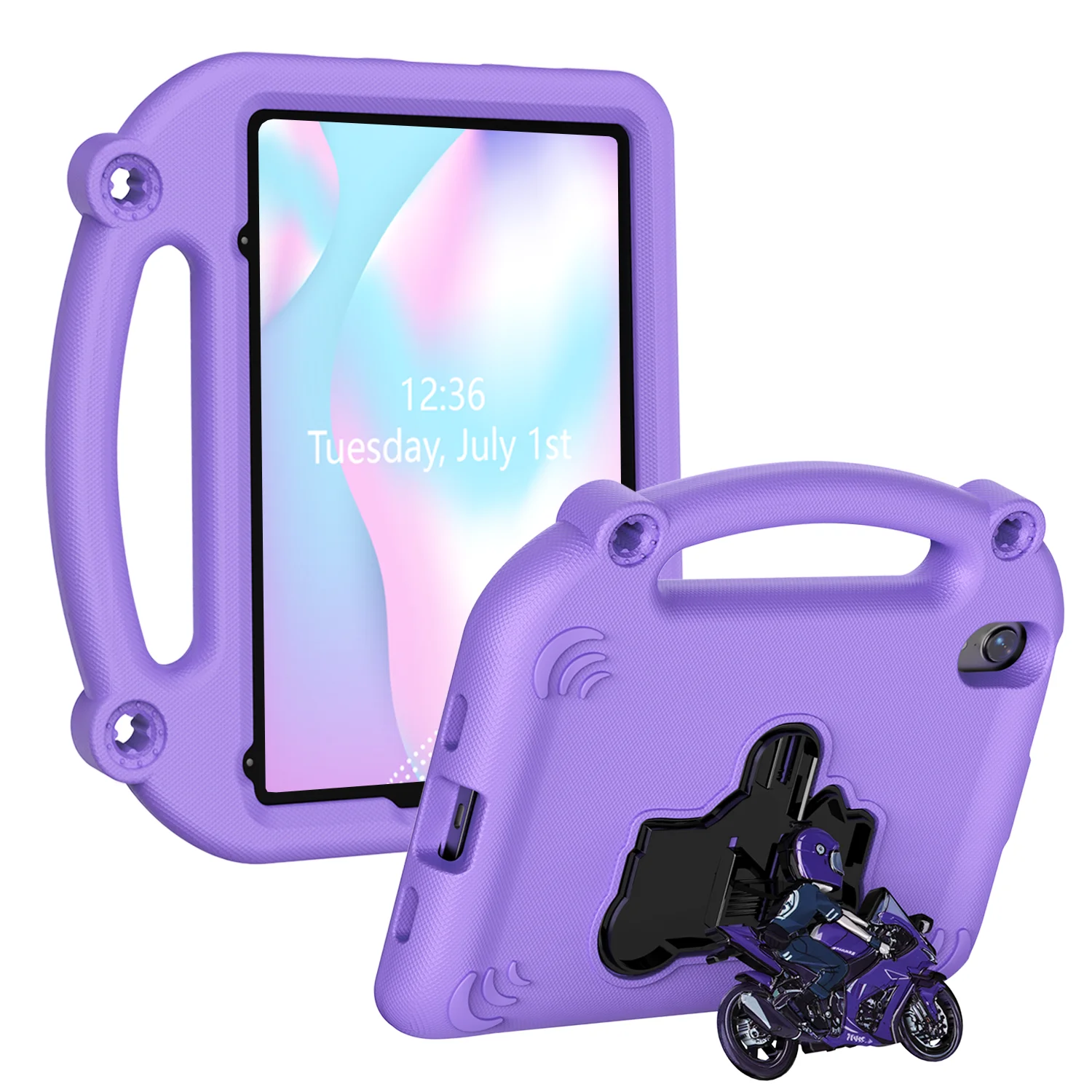 

Purple cartoon motorcycle-shaped stand tablet protective case For Ipad Pro 11 2024 2025 Cover for iPad 7th 8th 13 Air4 5 Mini 6