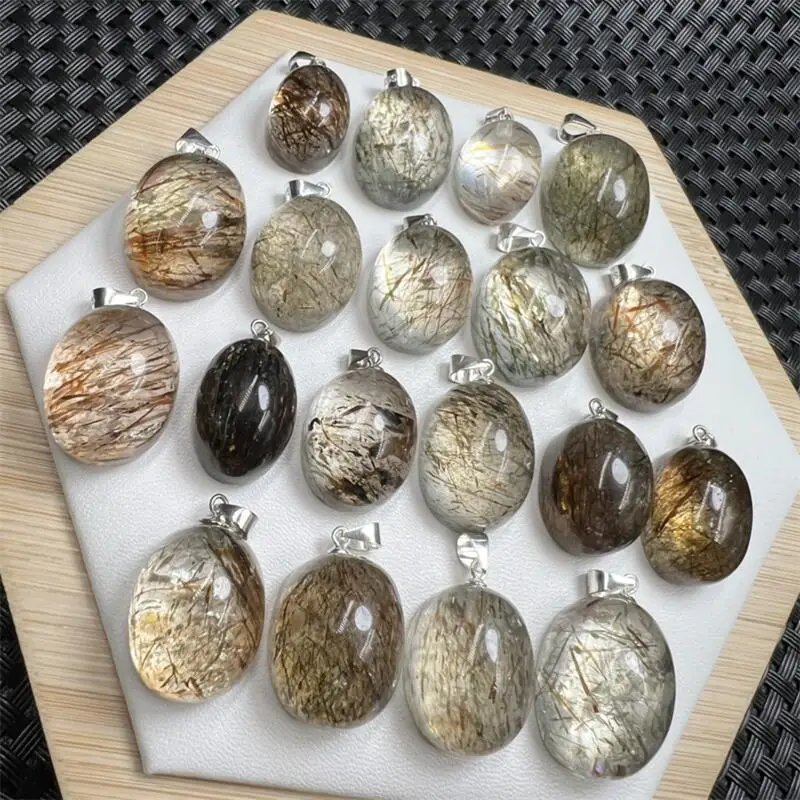 

S925 Natural Black Gold Super Seven Quartz Pendant Healing Reiki DIY Jewelry Accessories Holiday Gift 1PCS