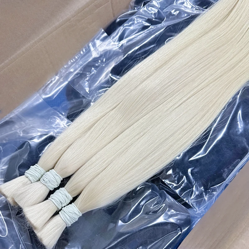 Shinehair Straight Human Hair Bulk For Braiding Extensiones 100% Natural Women 613 Blonde Grey Pink Color for Daily Party Lolita