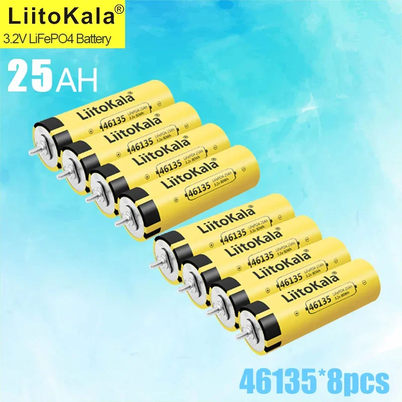 8pcs LiitoKala 3.2V 25Ah LiFePO4 battery cell Lithium iron phosphate deep cycles for Diy 12V 24V 36V 48V solar energy UPS power