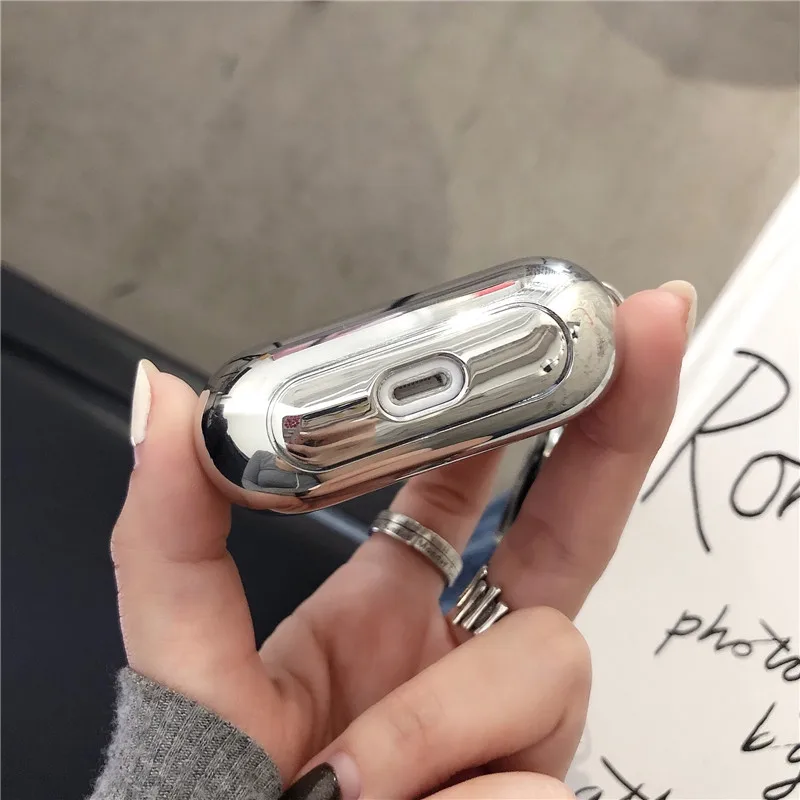 반짝이 미러 도금 + 끈 이어폰 케이스 에어팟 프로 3 해피 펜던트 실리콘 케이스 보호 케이스 AirPod 1 2 에어팟
