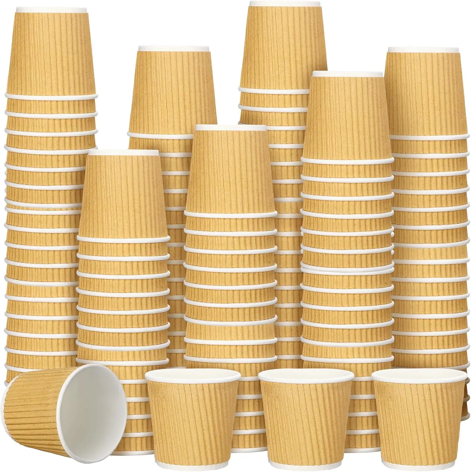 

350 Pieces 4 oz Ripple Wall Insulated Coffee Cups Bulk Disposable Espresso Paper Corrugated Travel Coffee Cups for Hot C