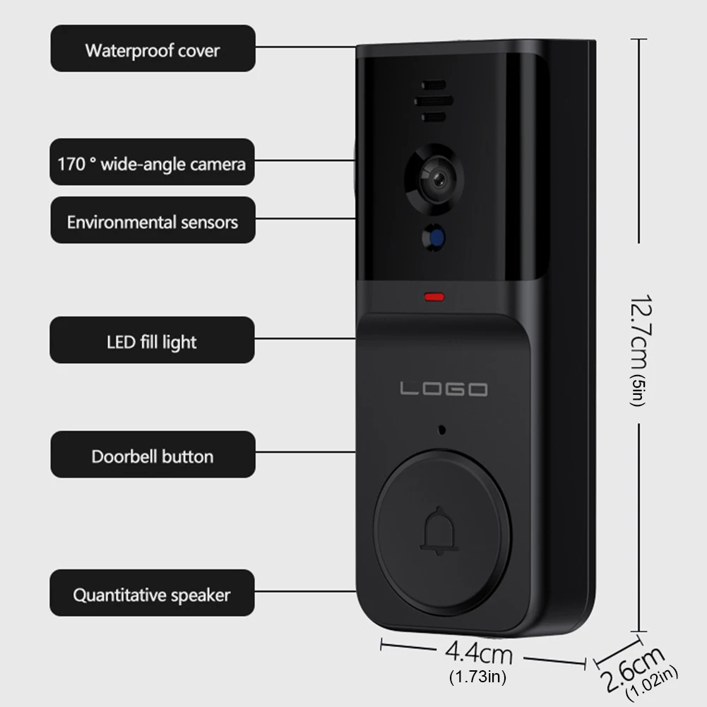 4.3인치 IPS 디스플레이가 장착된 2.4G Wi-Fi 무선 비디오 초인종 홈 감시용 스마트 비디오 초인종 적외선 야간 투시경