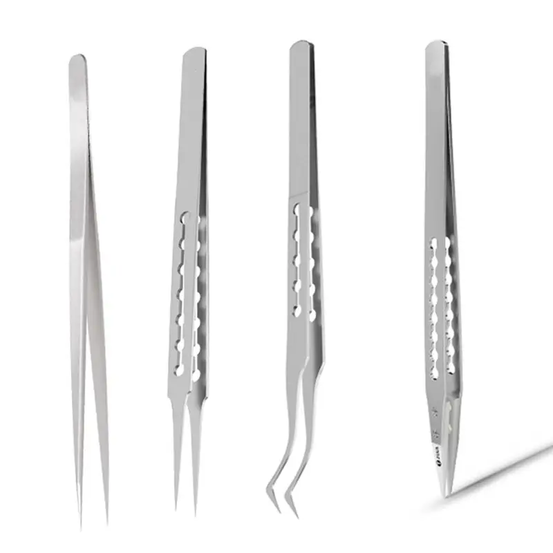 

A84X-4Pcs Non-Magnetic Anti-Static Corrosion Resistant Tweezers Titanium Alloy Forceps For Precise Motherboard Jewelry Repair