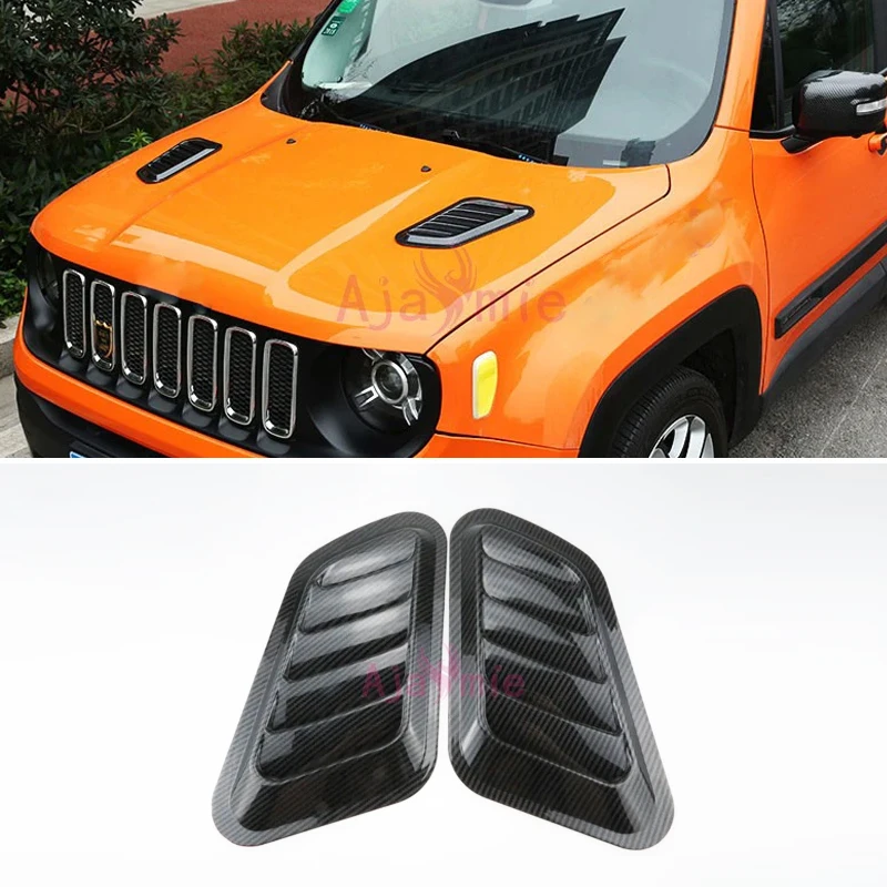 For Jeep Renegade 2016-2025 Car Hood Vent Cover Carbon Fiber Color Trims Protector Sticker Panel ABS Chrome Styling Accessories