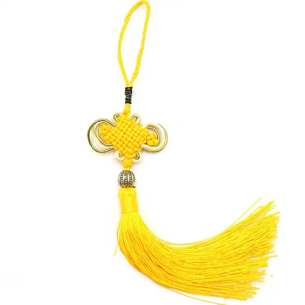 

5Pcs Golden Chinese Knot Hanging Pendant Knot Car Pendant Tassel Hanging nament Home Decor Spring Festival Yellow