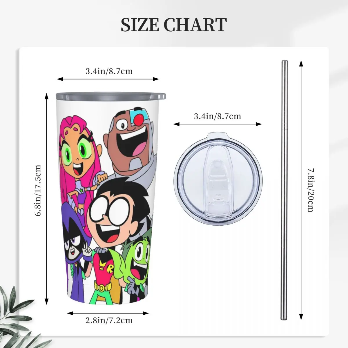 Teen Titans Picture Stainless Steel Tumbler Vacuum Insulated Mugs Thermal Cold Bottle Straw With Lid 20oz