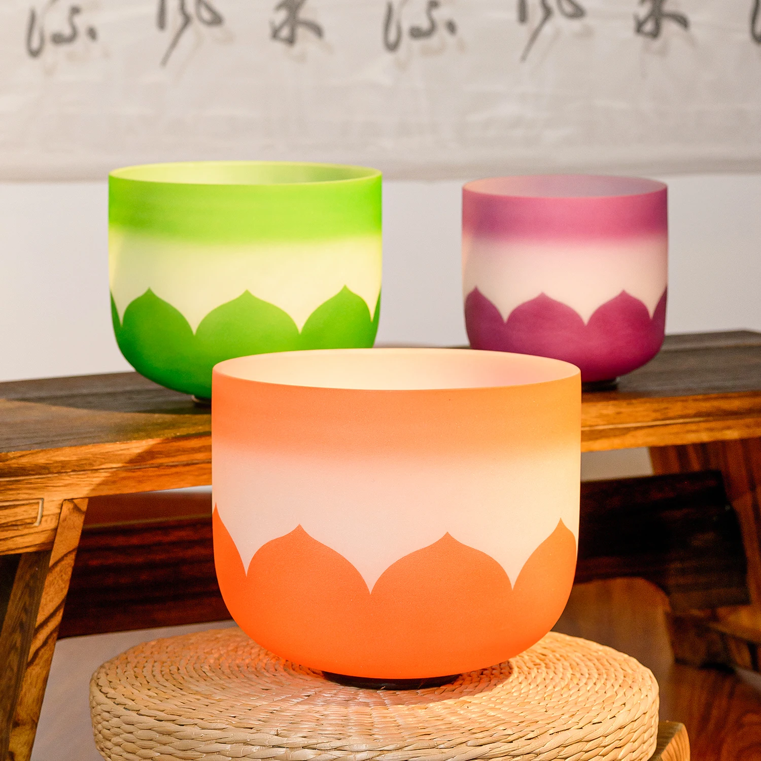 Hye-eun 3pcs Lotus Crystal Singing Bowl Chakra Set 8