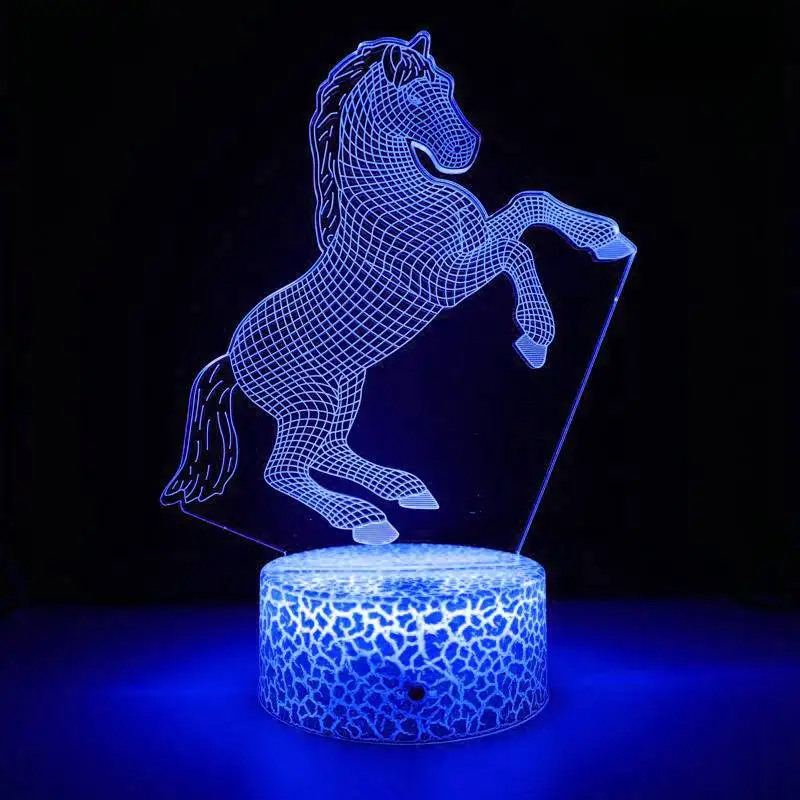 Nighdn Horse Night Light para niños, lámpara de noche de ilusión 3D, decoración de habitación que cambia de Color, regalos de cumpleaños de Navidad para niños y niñas