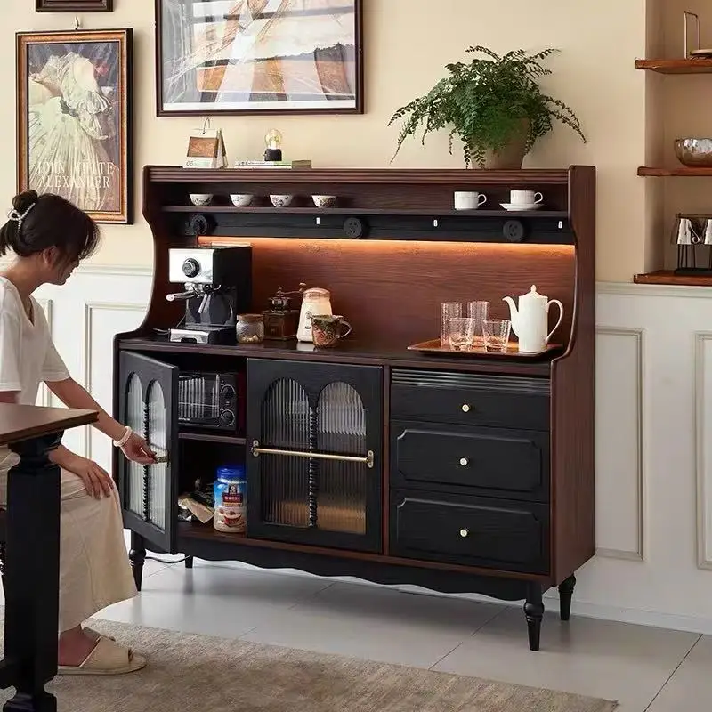 

Unique Tall Display Cabinet Wooden Retro Modern Minimalist Storage Cabinet Glass Door Mueble Salon Living Room Furniture
