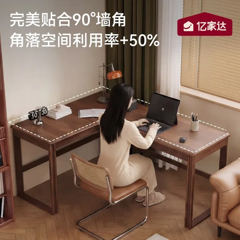 for Solid Wood Computer Desk L Shaped Corner Desk Learning Writing Table Home Bedroom Wall Mounted E Sports Gaming