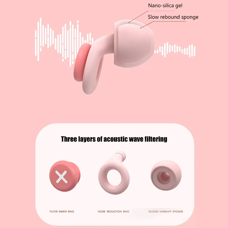 K1AA 소프트 나이트 이어 플러그 소음 감소 재사용 가능한 실리콘 팁 수면 비행